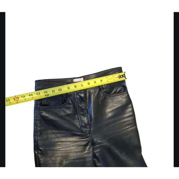 Aritzia Wilfred Leather Straight Leg High Waist Black Pant Size 4 - Picture 7 of 11